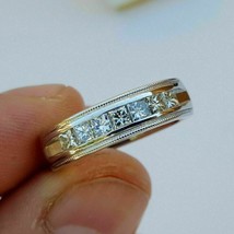 1 KT Principessa LC Moissanite 7-Stone Fidanzamento Ring 14K Placcato Or... - £207.19 GBP