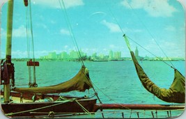 Vtg Postcard 1951 Ektachrome - Skyline of Miami Florida From Boat - Valence Pub - £3.07 GBP