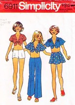 Girl's Pants Or Shorts, Skirt & Top Vintage 1974 Simplicity Pattern 6911 Sz 7 - £9.43 GBP