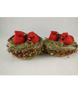 Christmas Nesting Cardinals in Great Condition Ornaments 4&quot; wide Woodsy ... - $14.81 CAD