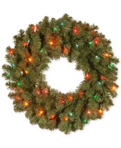 National Tree Company 24&quot; Kincaid Spruce Wreath With 50 Multicolor Light... - $34.99