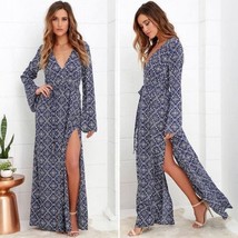 Lulus Mandala Daydream Maxi Dress Size S Batik Boho Beachy 25&quot; Sexy Side... - £19.64 GBP