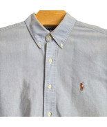 Ralph Lauren Oxford Shirt Men&#39;s Size XL Blue Flesh Pony Classic Fit Long... - $15.83