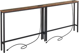 ELYKEN 2 Pack Narrow Console Sofa Table with Power Outlets and USB Port, 39.4” - £121.67 GBP