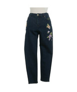 RALPH LAUREN Blue Stretch Denim Floral Embroidered Premier Skinny Croppe... - $81.69 CAD