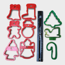Christmas Cookie Cutters Safe Plastic 9 Piece Angel Bell Snowman Tree Boot - £5.31 GBP