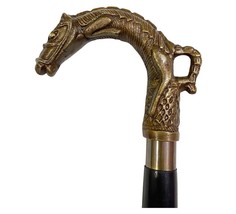 Antique Finish Horse Head Handle Wooden Walking Stick Victorian Walking Canes - £29.88 GBP
