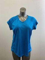 ACX Women&#39;s V Neck Athletic T Shirt Size XL Blue Patterned Short Sleeve   - $7.81