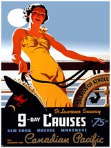 7936.Canada pacific.woman in deck with yellow dress.POSTER.art wall decor - £13.65 GBP+