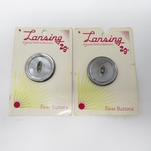 Vintage Lansing Pearl Gray Buttons 1.25&quot; Size 50 Large Plastic Round 2 C... - $6.23