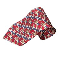 Beaufort Tie Rack 100% silk Made in Italy print dog print tie red/blue p... - $18.41