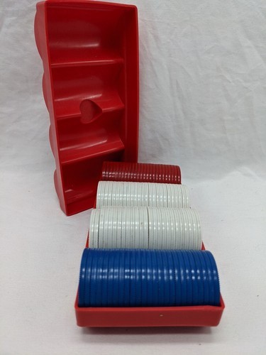 Lot Of Red White Blue Playing Card Plastic Poker Chips - $9.80