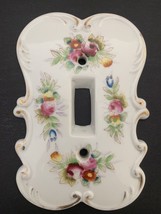 Vintage Ceramic Single Light Switch Frame w/ Flowers Design - £30.30 GBP