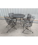 Wrought Iron Patio Furniture Vintage Black 5 Piece good cond pu only umb... - $6,662.77 MXN