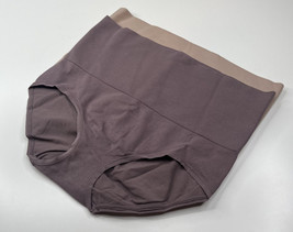 Breezies NWT 2pck cotton seamless shaping brief brown purple M panties o5 - £10.59 GBP