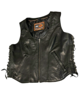 First Classics women&#39;s black leather side-lace motorcycle vest size XL (16) - $50.83 CAD