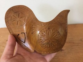 Vtg Yugoslavia Handcarved Wood Wedding Shepards Cup Pitcher Creamer Folk... - £39.32 GBP