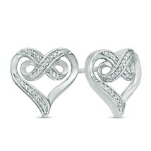 Plata Bonito Corazón Infinito Circonita Cúbica Nudo Dormilonas Mujeres Boda De - £58.56 GBP