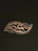vintage Leaping Antelope sterling silver gold wash pin 2” marcasite Esta... - $34.65