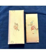 Vintage MCM Pink &amp; Black Satin Fabric Asian Style Bridge Card Box &amp; Scor... - $187.97 MXN