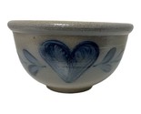 Vintage Rowe Pottery Works 1989 Bowl Salt Glazed Cobalt Blue Heart Stamped - $26.18