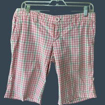 American Eagle Outfitters Ladies Pink Pockets Adjustable Length Plaid Shorts 6 - £16.59 GBP