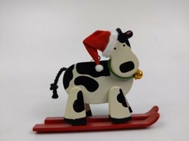 Avon Holly Jolly Cow on Skis Vintage Skiing Christmas Ornament (Vintage) 3&quot;x1&quot; - £10.23 GBP