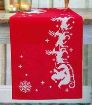 DIY Vervaco Sleigh Christmas Santa Stamped Cross Stitch Table Runner Sca... - $29.95