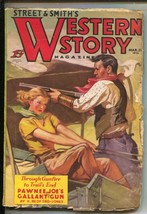 Western Story 3/21/1936-Classic Girl Art cover -&quot;Pawnee Joe&#39;s Gallant Gun&quot; by... - $112.76