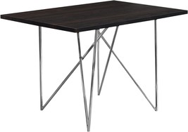 Monarch Specialties I Dining Table - 32&quot;X 48&quot; / Cappuccino/Chrome Metal - £132.68 GBP