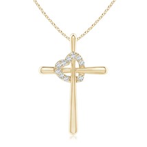 ANGARA Lab-Grown 0.14 Ct Cross Pendant Necklace with Diamond Heart in 14... - £674.87 GBP