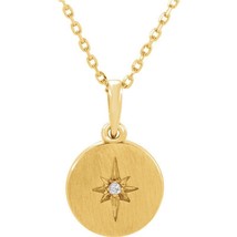 Authenticity Guarantee 
14k Yellow Gold Diamond Starburst Necklace - £454.78 GBP