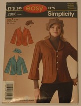 Simplicity Sewing Pattern # 2808 Misses Jacket and Hat , Hat in 3 Sizes Uncut - $4.99
