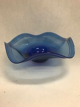 Glass wavy bowls plate Cobalt  blue signed ?? VINTAGE 9 inch  scalloped - £26.40 GBP