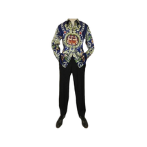 Men Oscar Banks Turkey Shirt Satin Entertainer Performer 6335-04 navy Floral image 2