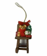 Teddy Bear Figurine Chirstmass Ornament  In Rocking Chair Brown 3&quot; - $117.13 MXN