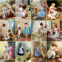 Girl And Dog Paint By Numbers Kit DIY Acrylic Oil Painting for Adults Wall Decor - £14.21 GBP