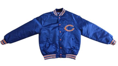 Vintage 1970's Stahl Urban NFL Chicago Bears Satin Button up Jacket Sz M USA!!! - $80.75