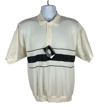 Knightsbridge Mens Short Sleeve Polo Shirt Beige &amp; Black Stripe Size L - £17.99 GBP