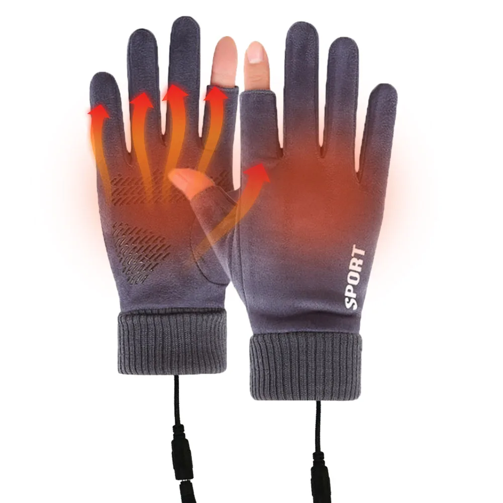 Touch Screen Winter Warm Electric Heated Gloves Soft USB Rechargeable He... - $18.32
