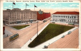 Copley Square Copley Plaza Hotel &amp; Public Library Boston MA Postcard PC82 - £3.99 GBP
