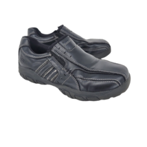 Skechers Boys Slip On Shoes Size 2 Youth Black Faux Leather Relaxed Fit Memory - £9.13 GBP