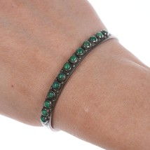 6 3/8&quot; 30&#39;s-40&#39;s Native American Stamped silver Green turquoise row cuff - £256.87 GBP