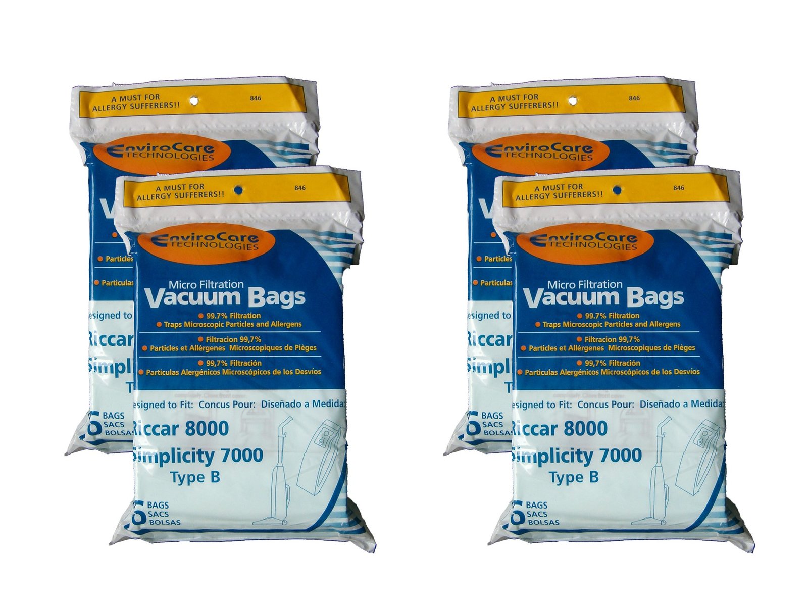 24 Riccar 8000 &amp; Simplicity 7000 Type B Vaccum Bags, Upright, Commercial... - $35.75