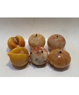 Lot Of 6 Vintage Italian Alabaster Stone Fruits Apple Peach Pear Lemon F... - $94.76 CAD