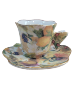 Formalities by Baum Bros Teacup &amp; Saucer Multi Color Fruit Butterfly Handle - £7.73 GBP