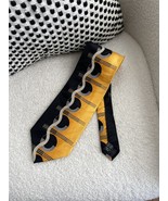 Vintage Mod Retro Silk Handmade in Korea Tie Black Gold Yellow - $535.68 MXN