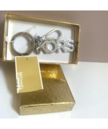 New Michael Kors Jeweled Keychain Silver FOB Purse Charm Logo Bling Crys... - $79.19