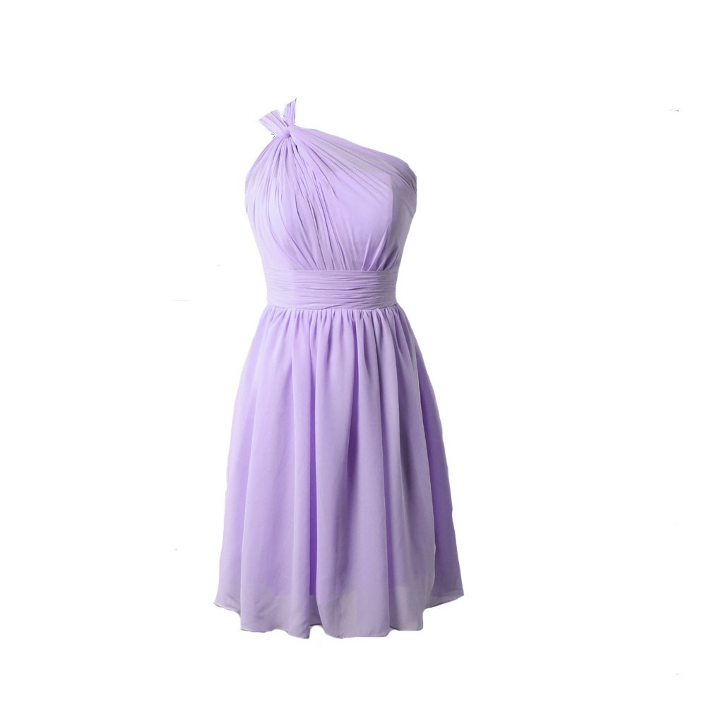 Kivary Women's Chiffon Short Knee Length One Shoulder Bridesmaid Party Dresses L