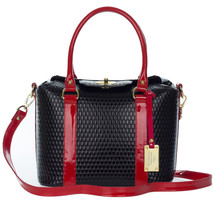 AURA Italian Made Genuine Black Patent Leather Large Structured Tote Handbag - £313.77 GBP